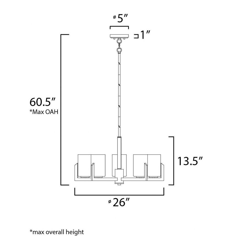 Maxim Lighting 21286SWBK Dart Chandelier Ceiling Light Dimensions Diagram