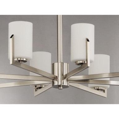 Maxim Lighting 21288SWSN Dart 8 Light Chandelier in Satin Nickel with White Glass Shades
