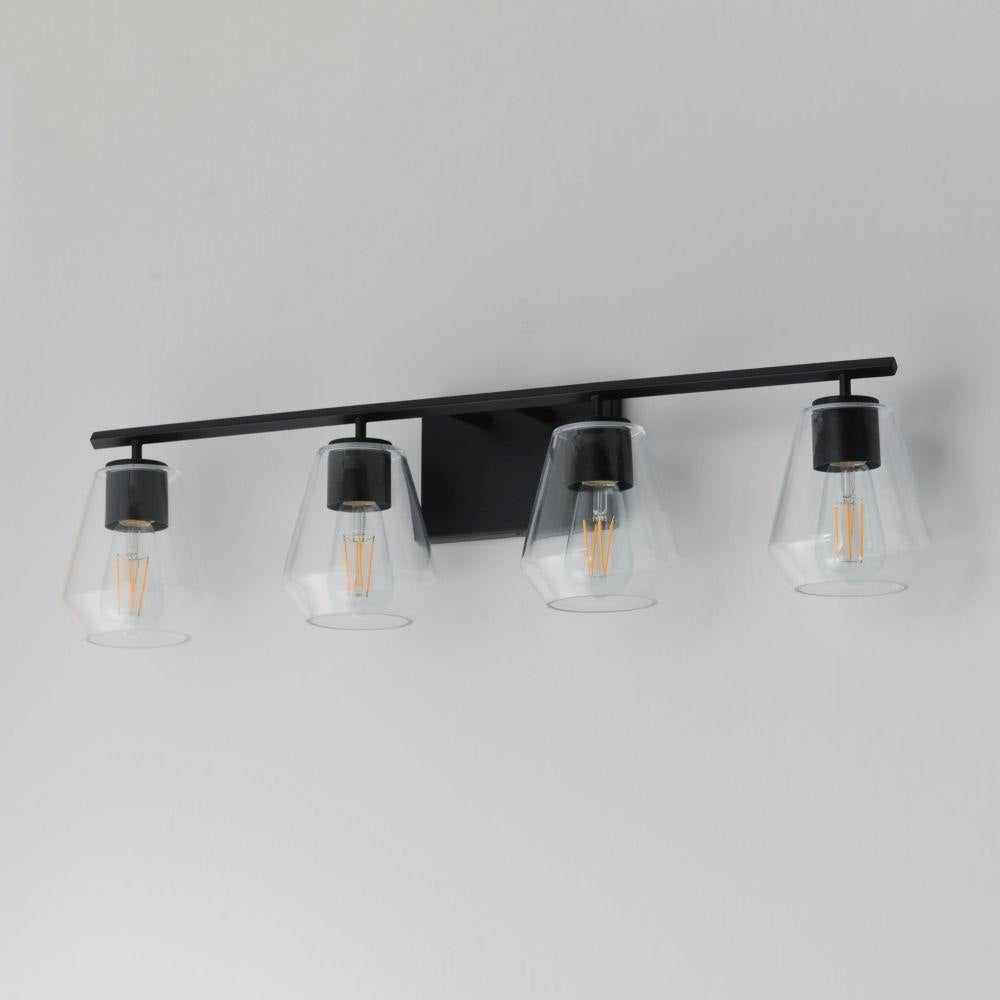Maxim Lighting 21334CLSN Geode 4 Light 31.25 Inch Satin Nickel Bath Vanity Wall Light - Angled View