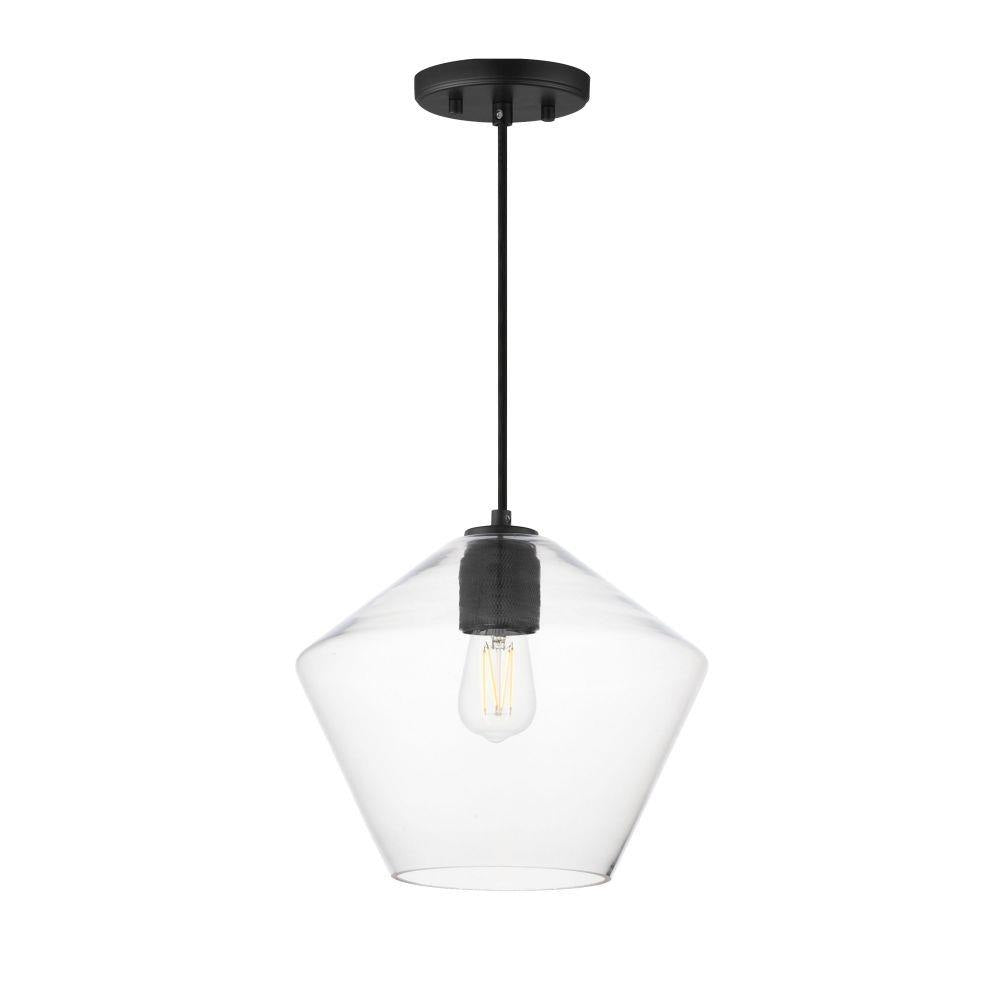 Maxim Lighting 21337CLBK Geode 1 Light Black Pendant Ceiling Light