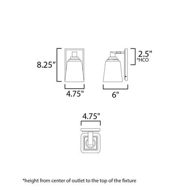 Maxim Lighting 21381CLBK Cubos Wall Sconce Dimensions Diagram
