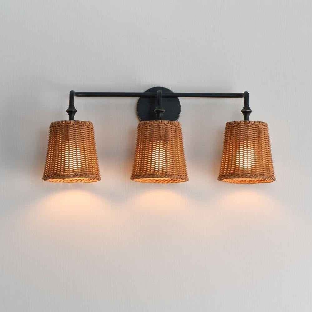 Maxim Lighting 21483WWTNAB Baja 3 Light Bath Vanity Wall Light Illuminated View