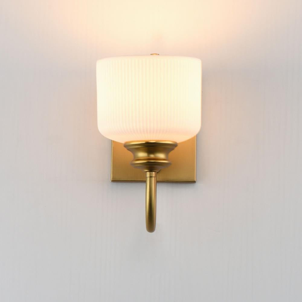 Maxim Lighting 21491WTPN Bisque Wall Sconce Side Angle Illuminated on Wall