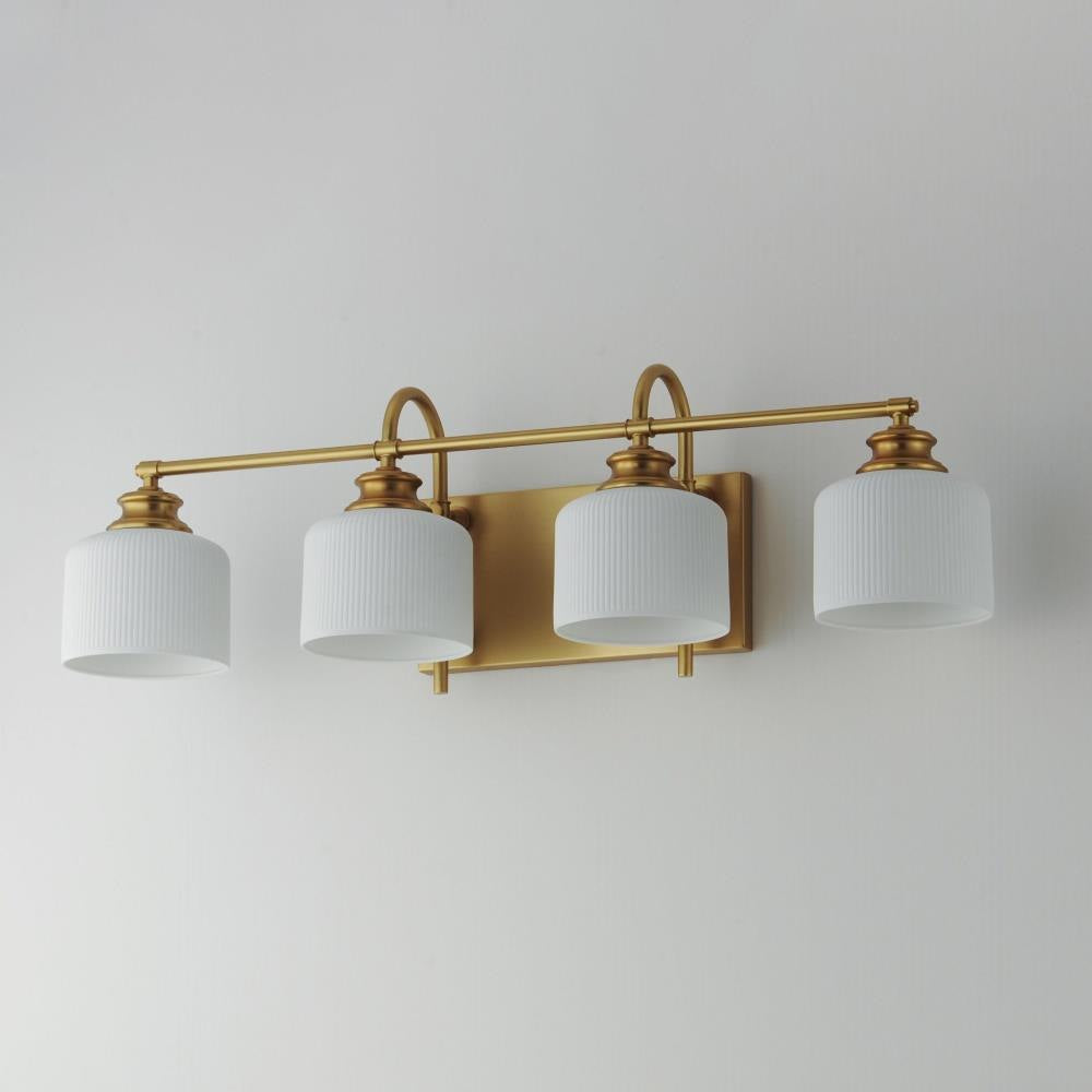Maxim Lighting 21494WTNAB Bisque 4 Light 32 Inch Natural Aged Brass Bath Vanity Wall Light
