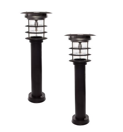 Gama Sonic 214BP250070 Stainless Steel Bollard Solar Light w/EZ Anchor - Black - 2Pack