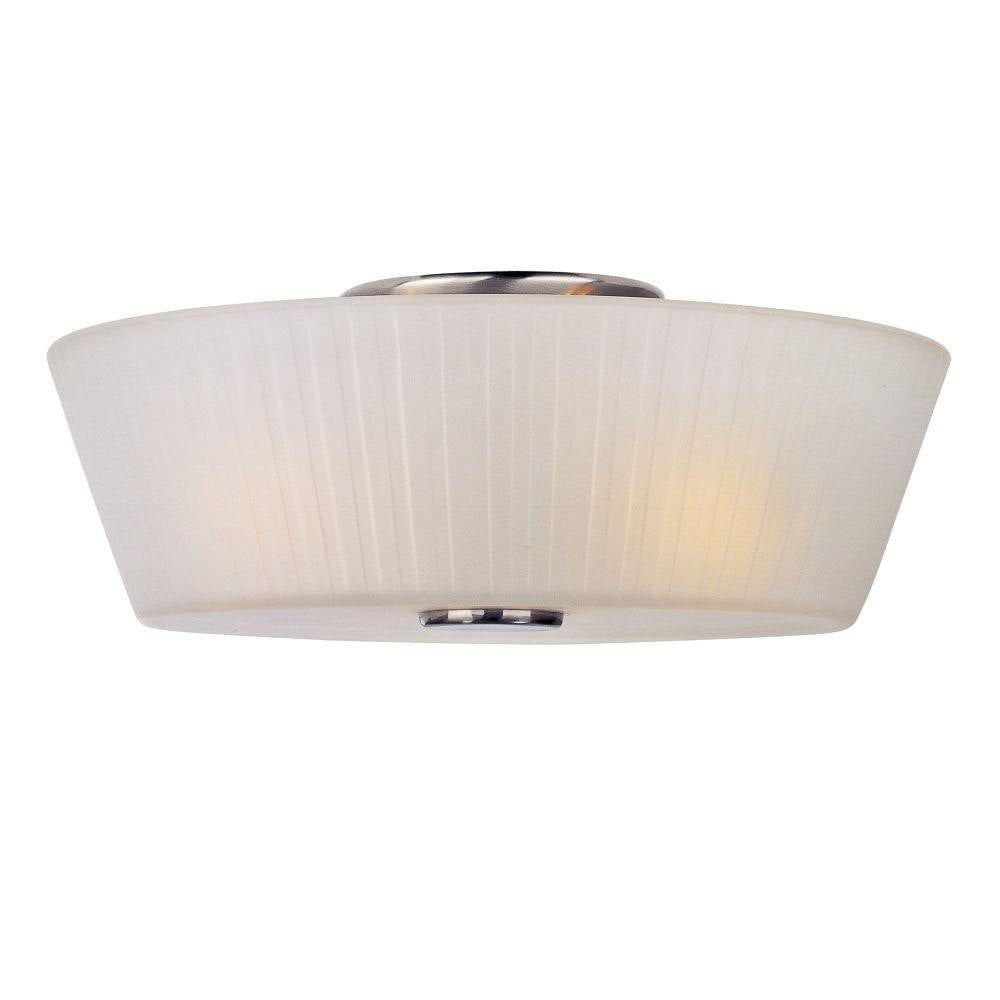Maxim Lighting 21500FTSN Finesse 3 Light Satin Nickel Flush Mount Ceiling Light with Dusty White Pleated Glass Shade