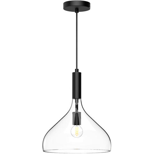 Alora Mood PD532312MBCL Belleview 1 Light 11.88 inch Matte Black Pendant Ceiling Light in Clear