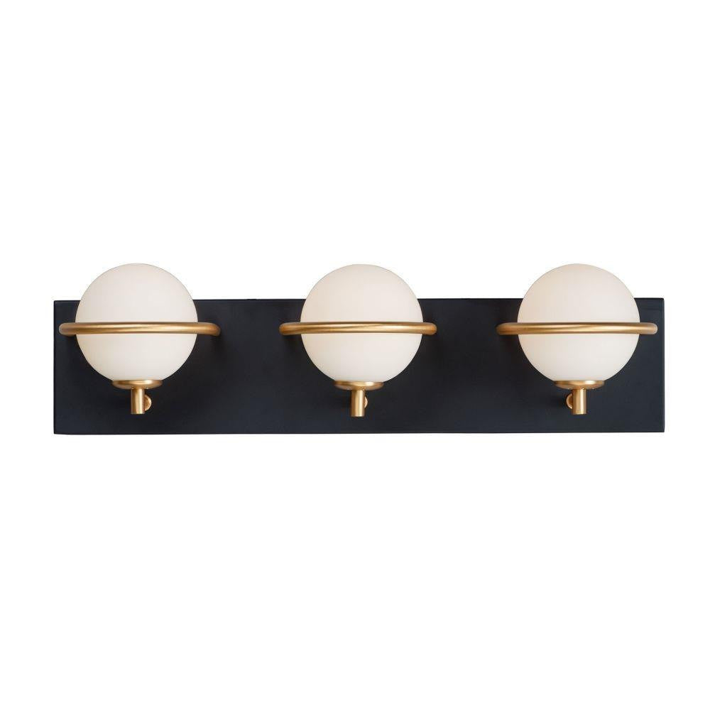 Maxim Lighting 21603SWBKGLD Revolve 3 Light 20 Inch Black Gold Bath Vanity Wall Light - Front View