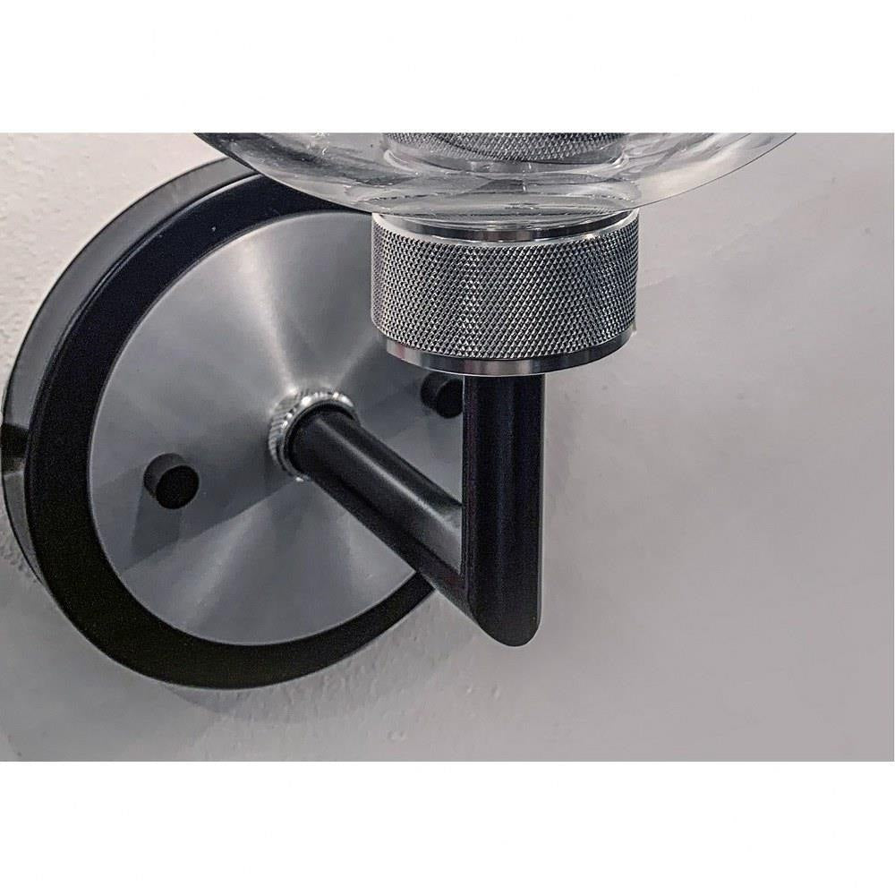 Maxim Lighting 21611CLBKAL Vessel Wall Sconce Close-Up Detail of Knurled Brushed Aluminum Socket and Black Frame