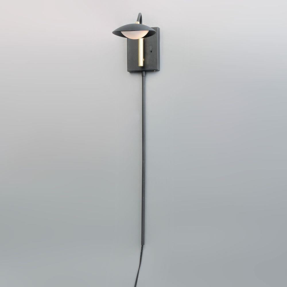 Maxim Lighting 21691BKSBR Scan Swing Arm Wall Sconce in Black with Satin Brass - Folded Pin-Up Position