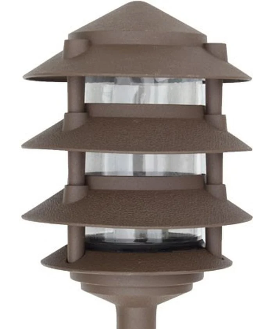 Dabmar Lighting D5100-L12-40K-BZ Powder Coated 4-Tier Cast Aluminum Pagoda Light, 0.5 in. Base, 6 in. Top, Voltage 120V, Color Temperature 40K, Wattage 12W, Bronze