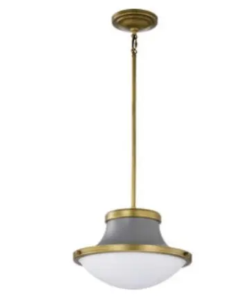Nuvo 60-7917 14-in Lafayette Pendant Fixture w/o Bulb, Voltage 20V, Gray/Natural Brass