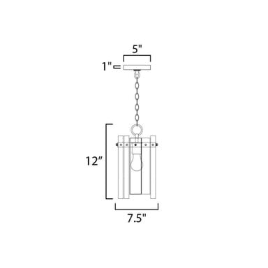 Maxim Lighting 21831AGGL Warren Pendant Dimension Diagram - 7.5 inch Wide 12 inch Tall