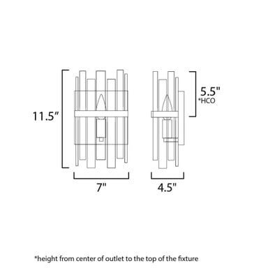 Maxim Lighting 21839AGDBZ Warren 1 Light Dark Bronze Wall Sconce Dimensions Diagram