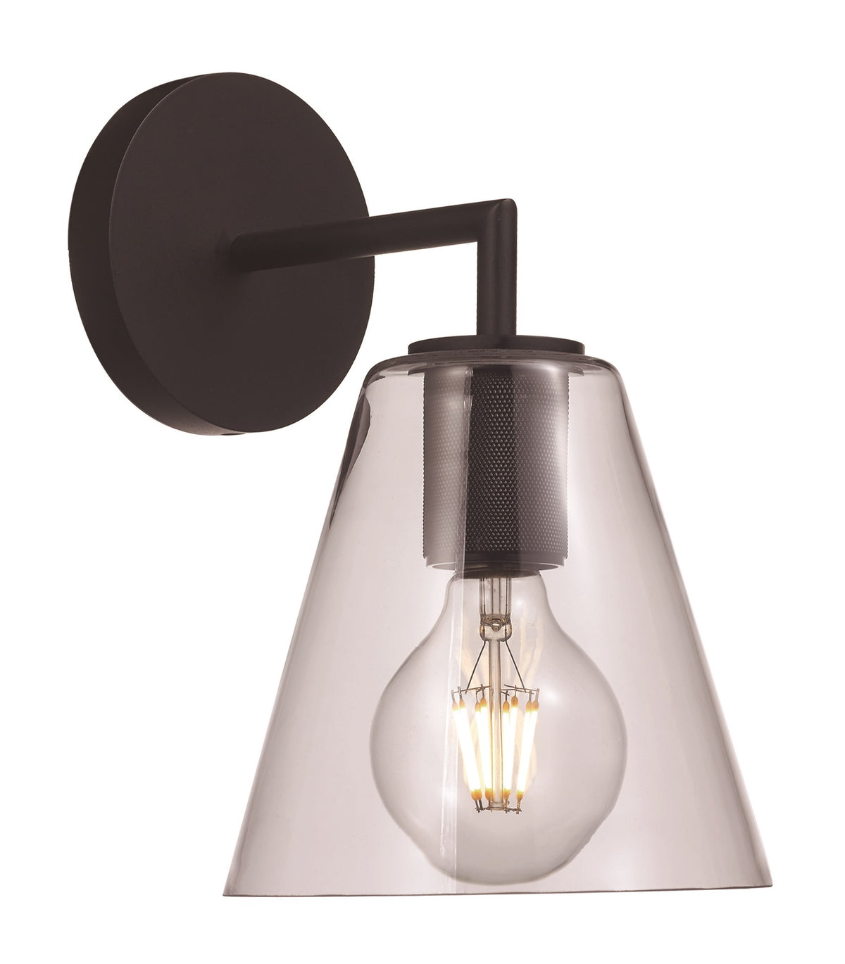 Trans Globe Lighting 22241 BK Kennedy 1 Light Black Wall Sconce with Clear Glass Shade