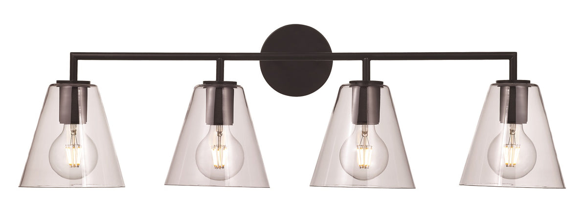 Trans Globe Lighting Kennedy 4 light black bath vanity wall light