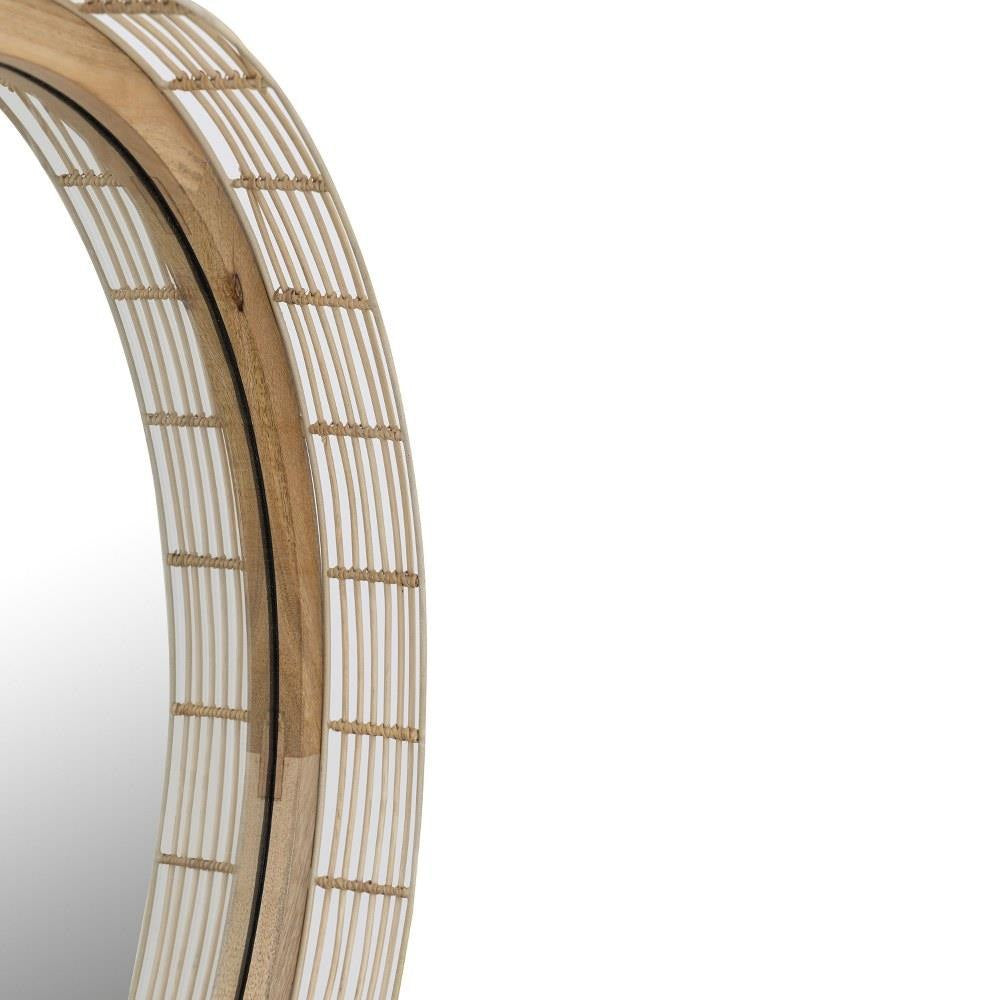 Maxim Lighting 22449NAEC Vannerie 30 Inch Ecru Round Wall Mirror - Rattan Frame Detail