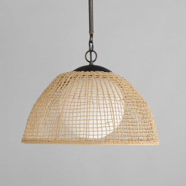 Maxim Lighting 22472NAANB Cestino Natural Antique Bronze Pendant - side profile view on grey background