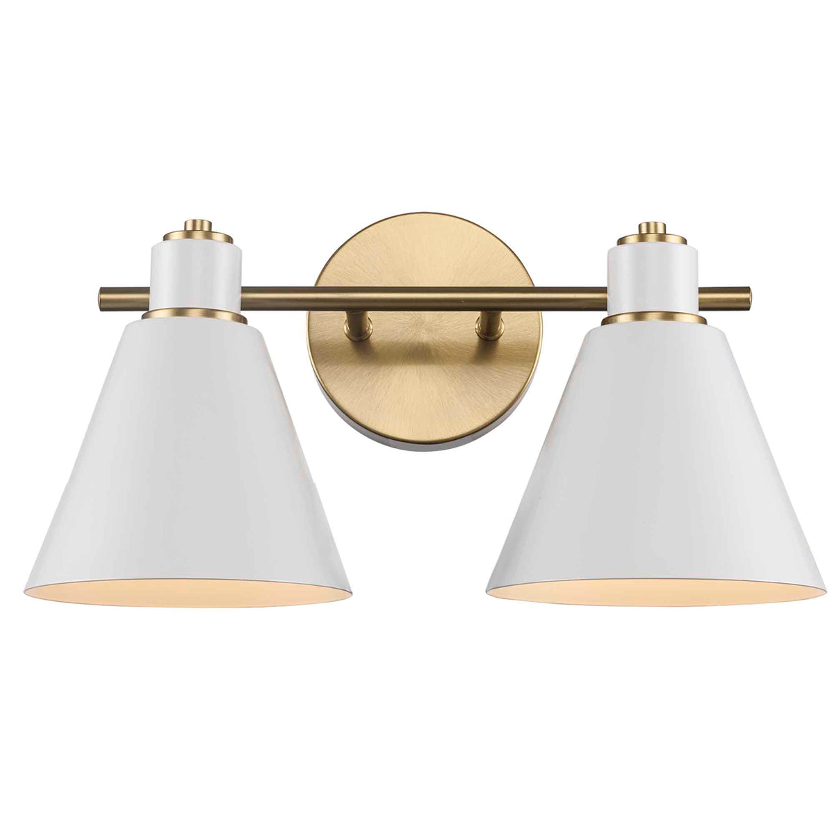 Trans Globe Lighting 22592 AG-WH ForgeLume 2 light bath vanity wall light in antique gold and white