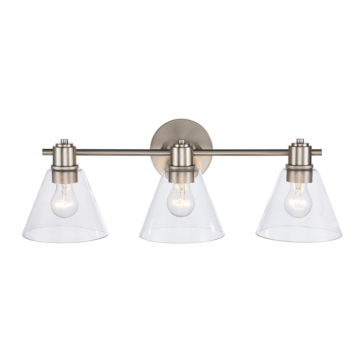 Trans Globe Lighting 22593 BN-CL ForgeLume 3 light brushed nickel vanity wall light