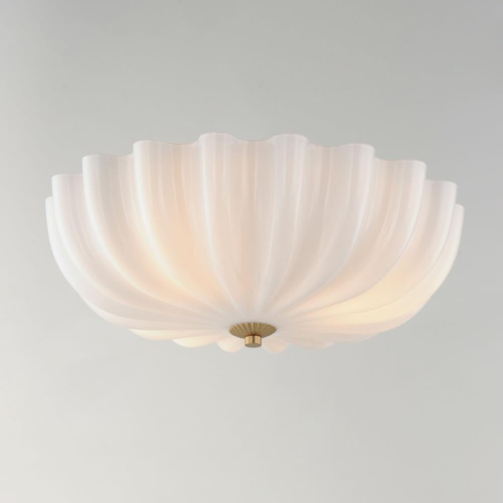 Maxim Lighting 22650WTNAB Bundt 3 Light Natural Aged Brass Semi Flush Mount Ceiling Light - Lit Detail View