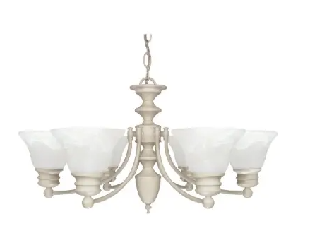 Nuvo 60-359 Empire Series Chandelier w/ Alabaster Glass, 6 Lights, Textured White, Wattage 60W