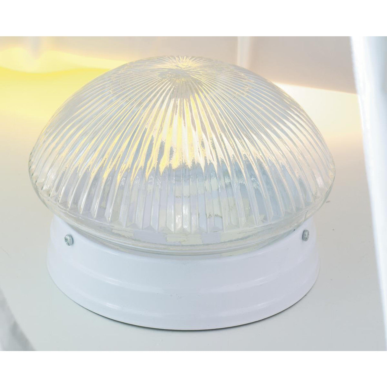 Nuvo SF76-253 2 Light 10" Flush Mount Light Fixture, Clear Ribbed Glass, White Finish