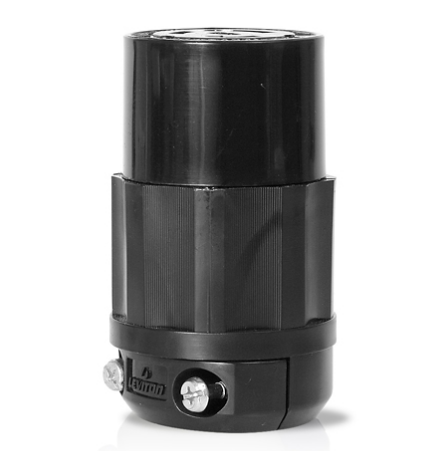 Leviton 2313-B Locking Connector, 20 Amp, 125 Volt, Industrial Grade, Black