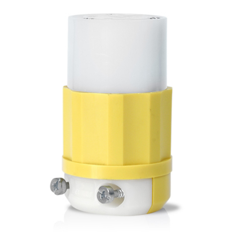 Leviton 2313-CY Locking Connector, 20 Amp, 125 Volt, Industrial Grade, Yellow & White