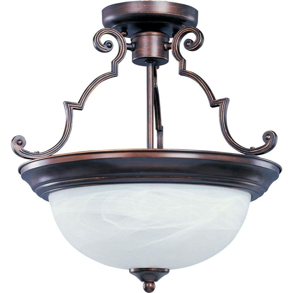 Maxim Lighting 5843MRSN Essentials 2 Light 14.75 Inch Satin Nickel Semi-Flush Mount Ceiling Light