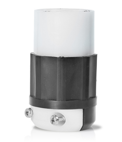 Leviton 2323 Locking Connector, 20 Amp, 250 Volt, Industrial Grade, Black & White