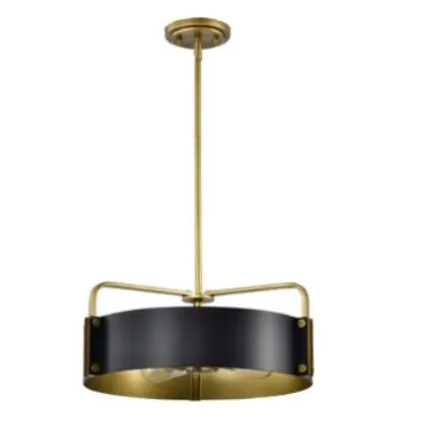 Nuvo 60-7843 Altos Medium Pendant Light Fixture w/o Bulbs, 4-Light, Voltage 120V, Matte Black/Natural Brass