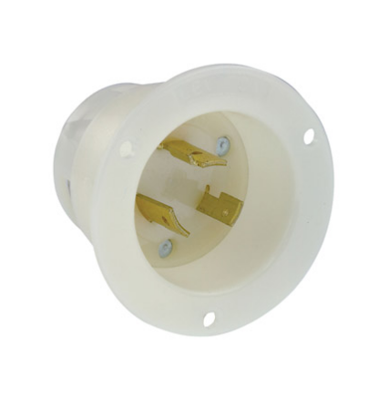 Leviton 2335 20 Amp, 277 Volt, Flanged Inlet Locking Receptacle, Industrial Grade