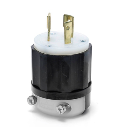 Leviton 2351 Locking Plug, 20 Amp, 600 Volt, Industrial Grade, Black & White
