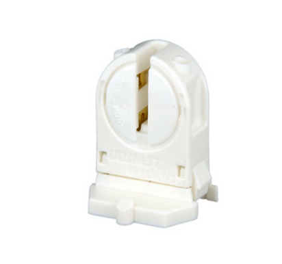 Leviton 23654-SWP Miniature Base, T5 Bi-Pin, Standard Fluorescent Lampholder, Low Profile, Snap-In or Slide-ON, Lamp-Lock, Internal Shunt, Quickwire 18AWG Solid or Str Tinned - White With Panel Locator Post