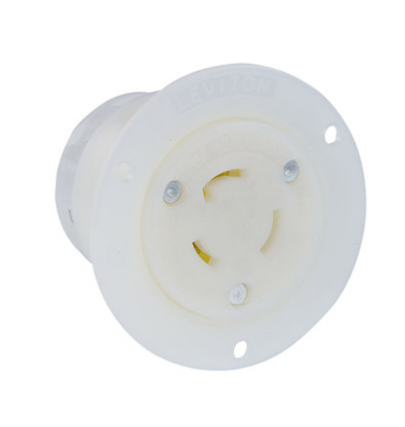 Leviton 2366 20 Amp, 125/250 Volt, Flanged Outlet Locking Receptacle, Industrial Grade