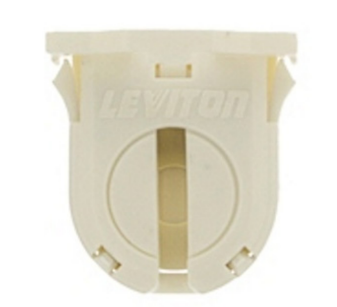 Leviton 23662-SWP Fluorescent Lampholder Dedicated T8, 16mm Lamp Center Small Bi-pin Snap-in with post Mount (White)