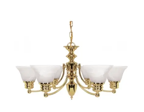 Nuvo 60-357 Empire Series Chandelier w/ Alabaster Glass, Polished Brass, Wattage 60W