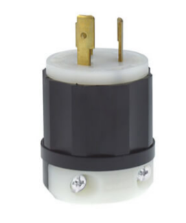 Leviton 2371 Industrial Grade Locking Plug, 20A, 3-Phase, 3P, NEMA L11-20P - Black/White (250V)