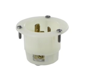 Leviton 2375 20A, 250V 3-Phase, NEMA L11-20P, 3P, 3W, Flanged Inlet Locking Receptacle, Non-Grounding (White)