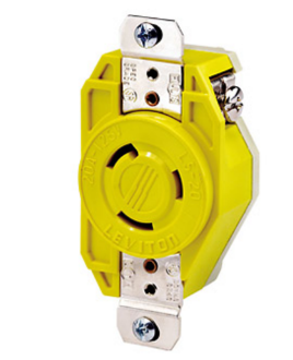 Leviton 23CM-10 20A, 125V NEMA L5-20r, 2p, 3w, Flush Mtg Locking Receptacle, Grounding, Corrosion-resistant (Yellow)
