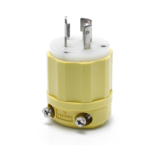 Leviton 23CM-11 Locking Plug, 20A, 125V Corrosion Resistant (Yellow & White)