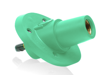 Leviton 23R24-SG 23 Series Panel Mount Receptacle, Female, 690A Max, 600V 30 Degree Angle, 1.125", Threaded Stud Termination, 250-777 MCM Cable Range, Green Finish
