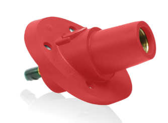 Leviton 23R24-SR 23 Series Panel Mount Receptacle, Female, 690A Max, 600V 30 Degree Angle, 1.125", Threaded Stud Termination, 250-777 MCM Cable Range, Red Finish