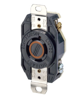 Leviton 2410 Industrial Grade Locking Receptacle, 20A, 3P, NEMA L14-20R, Black, 125/250V