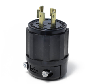 Leviton 2411-B Industrial Grade Locking Plug, 20A, 3P, NEMA L14-20P, Black, 125/250V