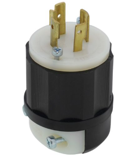 Leviton 2411 Industrial Grade Locking Plug, 20A, 3P, NEMA L14-20P, Black/White, 125/250V