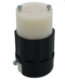 Leviton 2433 Three-Phase Industrial Grade Locking Connector, 20A, NEMA L16-20R - Black/White, 3P, 480V
