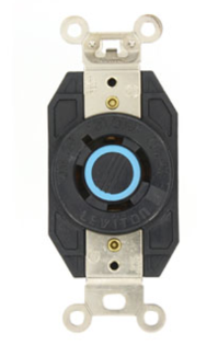 Leviton 2440 20A, 120/208V 3-Phase Y, NEMA L18-20R, 4P, 4W, Flush Mtg Locking Receptacle, Non-Grounding, V-0-MAX, Black Finish