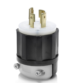 Leviton 2451 20A, 277/480V 3-Phase Y, NEMA L19-20P, 4P, 4W, Locking Plug, Non-Grounding, Black/White Finish